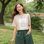 Letter Dip-back Linen-blend T-shirt