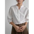 Lantern-sleeve Mandarin Collar Shirt