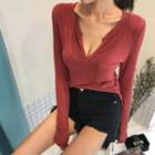 Pocket-front Long-sleeve Henley