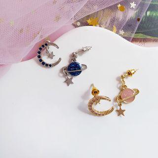 Asymmetric Planet Drop Earring / Clip-on Earring