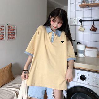 Sweetheart Embroidered Short-sleeve Polo Shirt