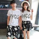 Couple Matching Set: Short-sleeve T-shirt + Shorts / Skirt