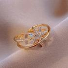 Star Rhinestone Alloy Open Ring Gold - One Size