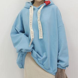 Dolman-sleeve Letter-tag Hoodie