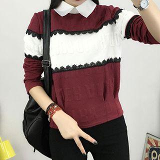 Lace Trim Collared Sweater