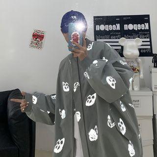 Butterfly Print Bomber Jacket