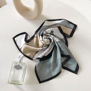 Printed Square Silk Scarf Gray - One Size