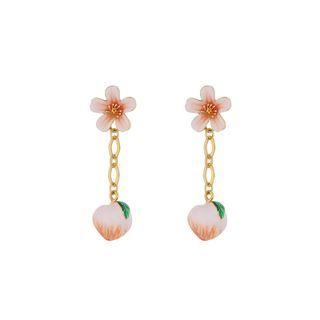 Flower Peach Alloy Dangle Earring 1 Pair - Gold - One Size