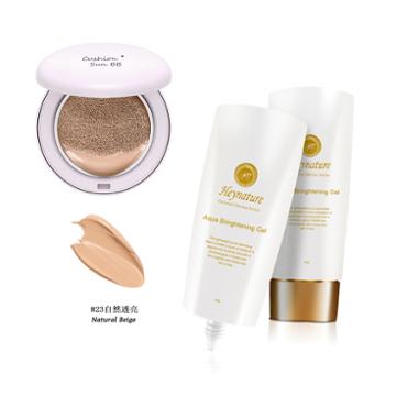 Heynature - Set: Moisturizing Cushion Sun Bb Cream (#21 Light Beige) 13g + Aqua Brightening Gel 80g 2 Pcs