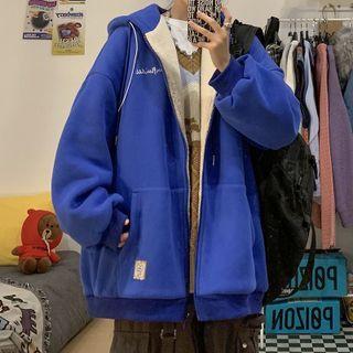 Fleece Lined Embroidered Zip Hoodie