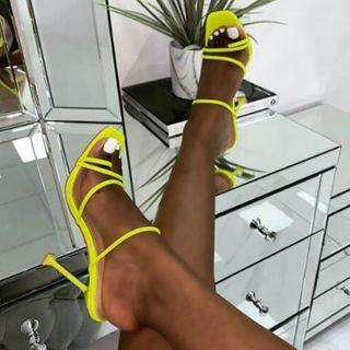 Flared Heel Strappy Sandals