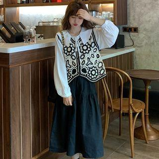Plain Blouse / Vest / A-line Skirt