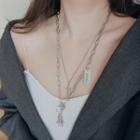 Layered Rabbit & Cross Necklace As Shown In Figure - One Size