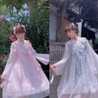 Floral Spaghetti Strap A-line Dress / Chiffon Blouse