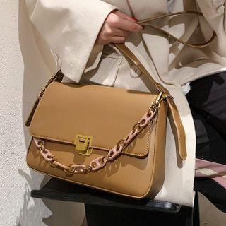 Faux Leather Shoulder Bag With Chain