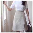 Slit-front Linen A-line Skirt