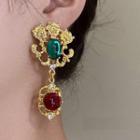 Faux Gemstone Alloy Dangle Earring 1 Pair - Gold - One Size