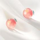 925 Sterling Silver Peach Earring 1 Pair - S925 Silver - Dark Pink - One Size