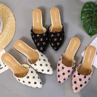Polka Dot Pointed Mules