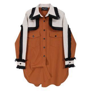 Fray Hem Shirt As Shown In Figure - One Size