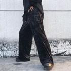 Printed Straight Fit Pants Black - One Size