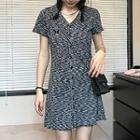 Short-sleeve Melange A-line Dress