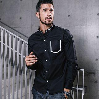 Contrast-trim Long-sleeved Shirt