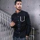 Contrast-trim Long-sleeved Shirt