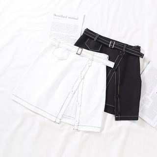 Stitch Trim A-line Mini Skirt