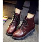 Lace-up Ankle Boots Fleece Lining - Gray - 38