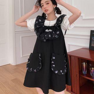 Ruffled Mini A-line Overall Dress