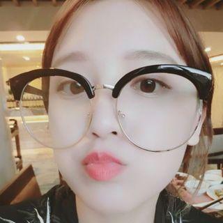 Oversized Half Frame Eyeglasses Black - One Size