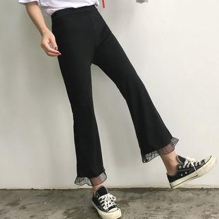Mesh Hem Cropped Boot Cut Pants