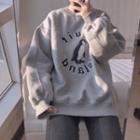 Penguin Embroidered Round Neck Sweatshirt
