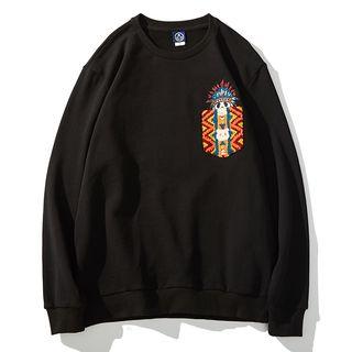 Round Neck Panda Embroidered Pullover