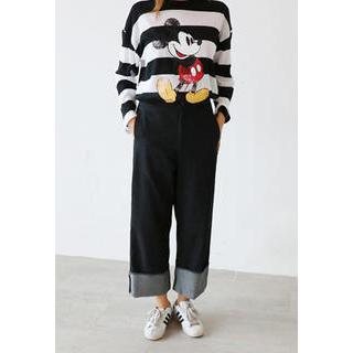 Cuff-hem Wide-leg Jeans