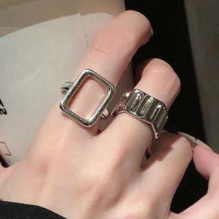 Rectangle / Textured Alloy Ring / Set