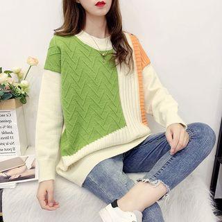 Color Block Pattern Panel Sweater