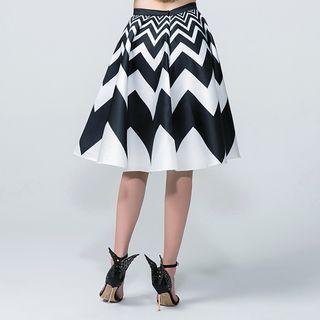 Wavy Striped A-line Skirt