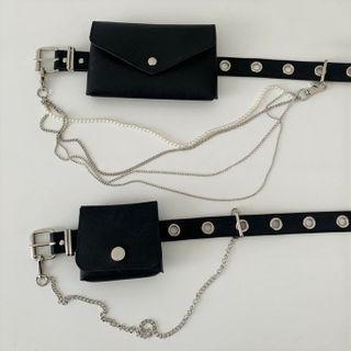 Chain Layered Faux Leather Belt Bag