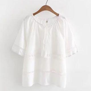 Crochet Lace Trim Short-sleeve T-shirt