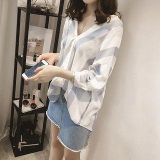 Loose-fit V-neck Linen Cotton Blouse