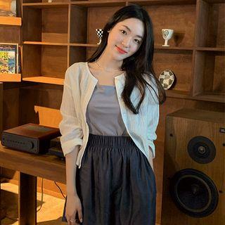 Collarless Textured Shirt