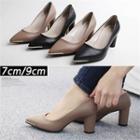 Pointy Metal-tip Cylinder-heel Pumps (petite Size)