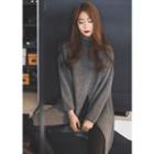 Turtle-neck Slit-front Knit Dress