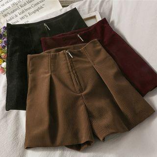 Plain Corduroy Wide Leg Shorts