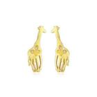 Sterling Silver Plated Gold Simple Cute Giraffe Stud Earrings With Cubic Zirconia Golden - One Size