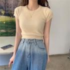 Short-sleeve Fleece Knit Top