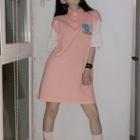 Mock Two-piece 3/4-sleeve Embroidered Polo Dress
