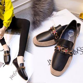 Faux-leather Jeweled Loafers